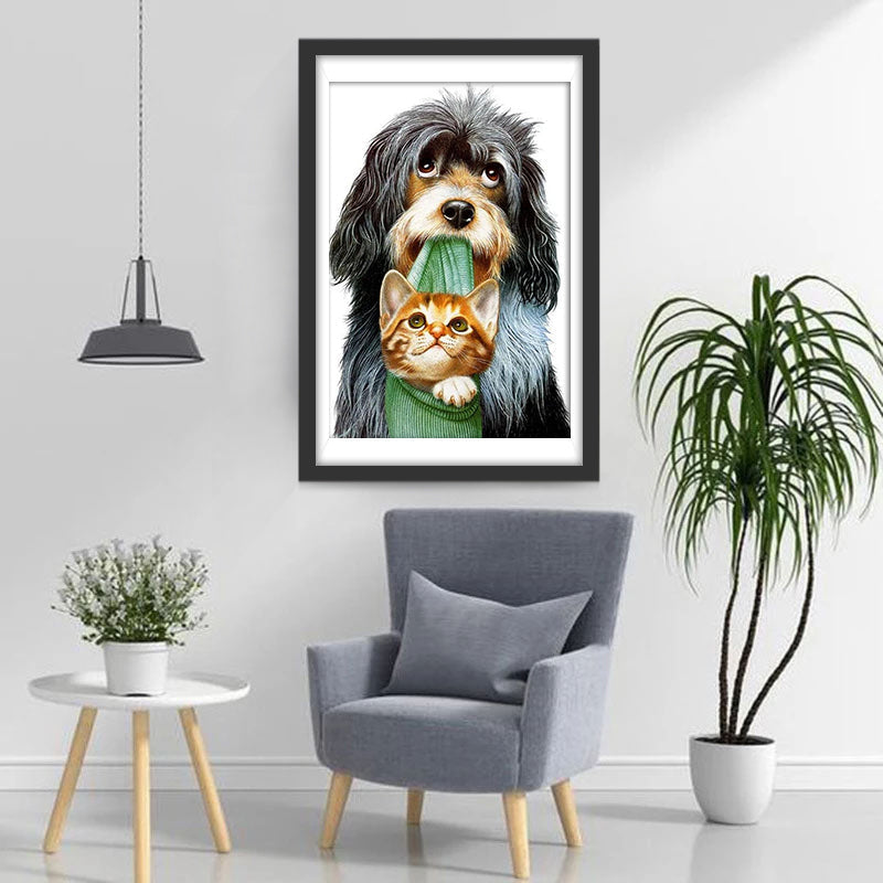 Hund mit Kätzchen Diamond Painting