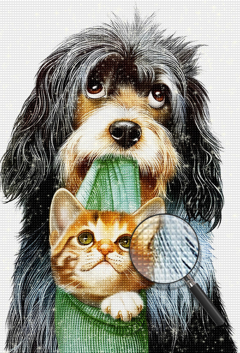 Hund mit Kätzchen Diamond Painting