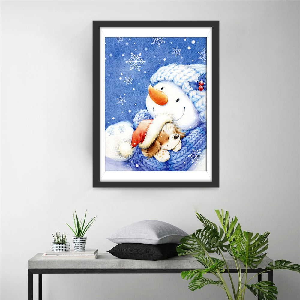 Hund Schneemann Diamond Painting