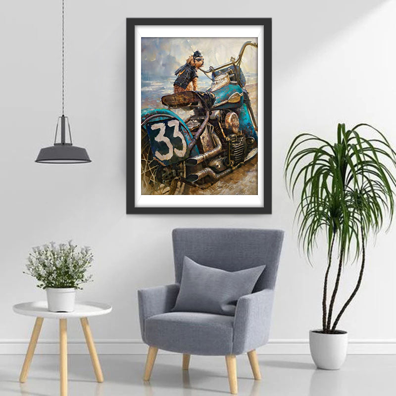 Hund und Motorrad Diamond Painting