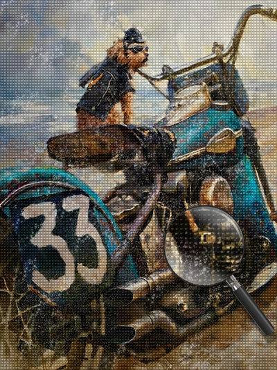 Hund und Motorrad Diamond Painting