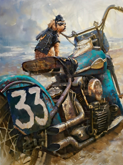 Hund und Motorrad Diamond Painting