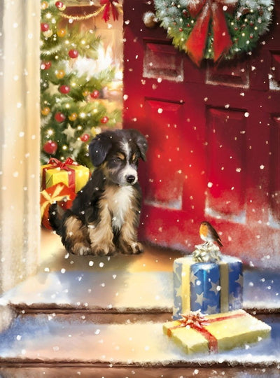 Hund und Weihnachtsgeschenke Diamond Painting