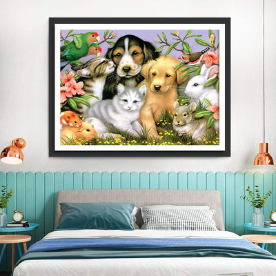 Hunde Katzen Vögel Hasen Blumen Diamond Painting