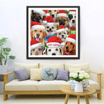 Hunde mit Weihnachtsmützen Diamond Painting