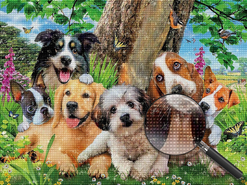 Hunde unter dem Baum Diamond Painting