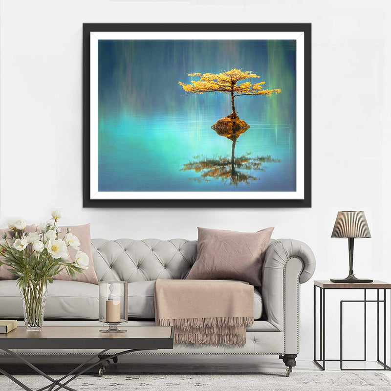 Im See wachsender Baum Diamond Painting