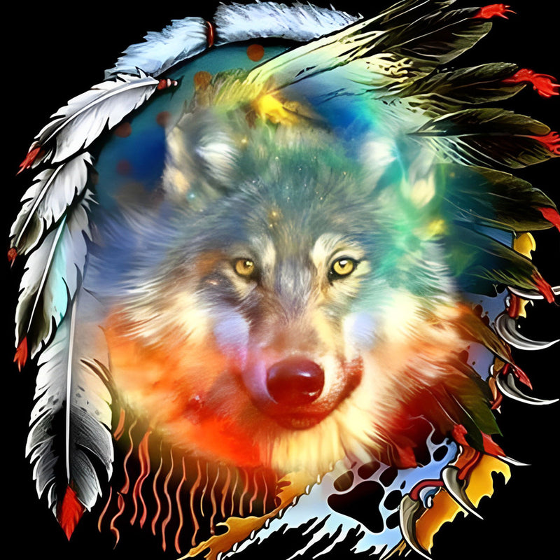 Indianerwolf Diamond Painting