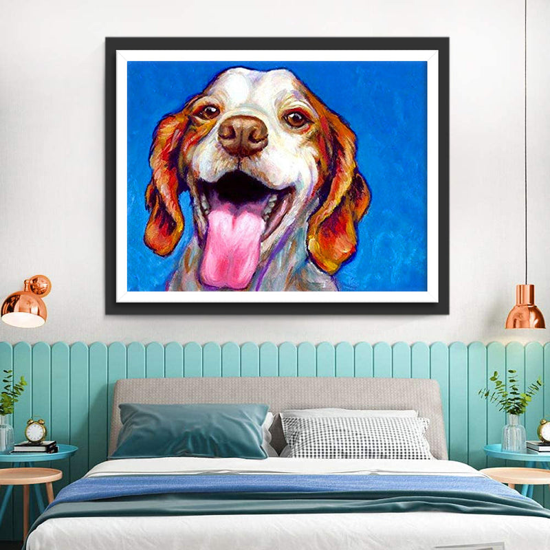 Jagdhund mit herausgestreckter Zunge Diamond Painting