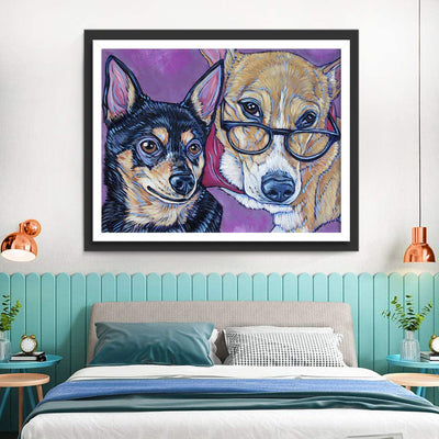 Jagdhund und Golden Retriever Diamond Painting