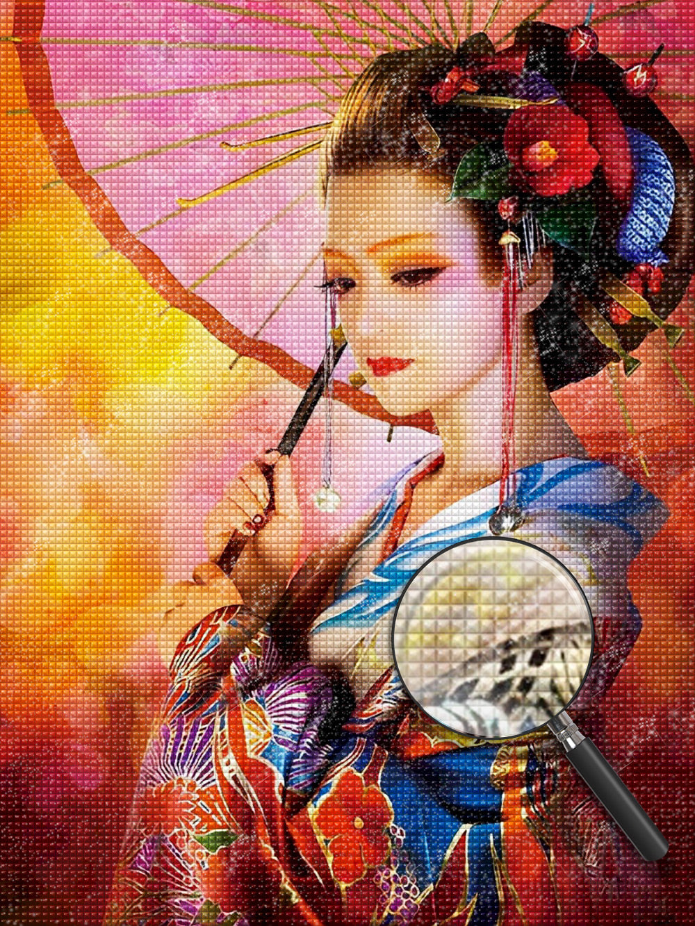 Japanische Frau mit einem Regenschirm Diamond Painting