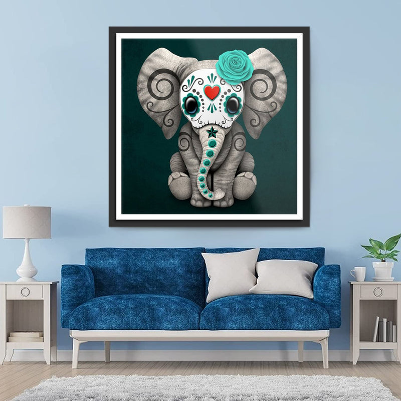 Junger Elefant mit Maske Diamond Painting