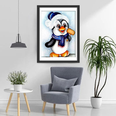 Junger Pinguin mit Hut und Schal Diamond Painting