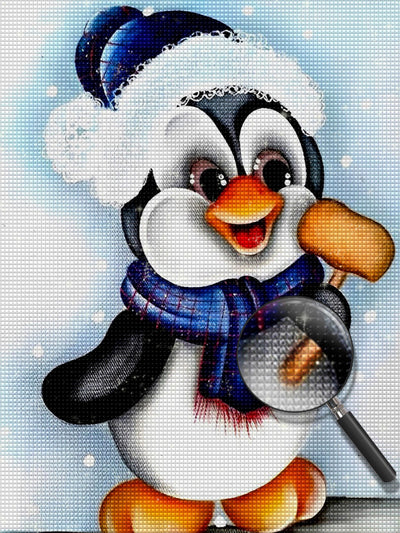 Junger Pinguin mit Hut und Schal Diamond Painting