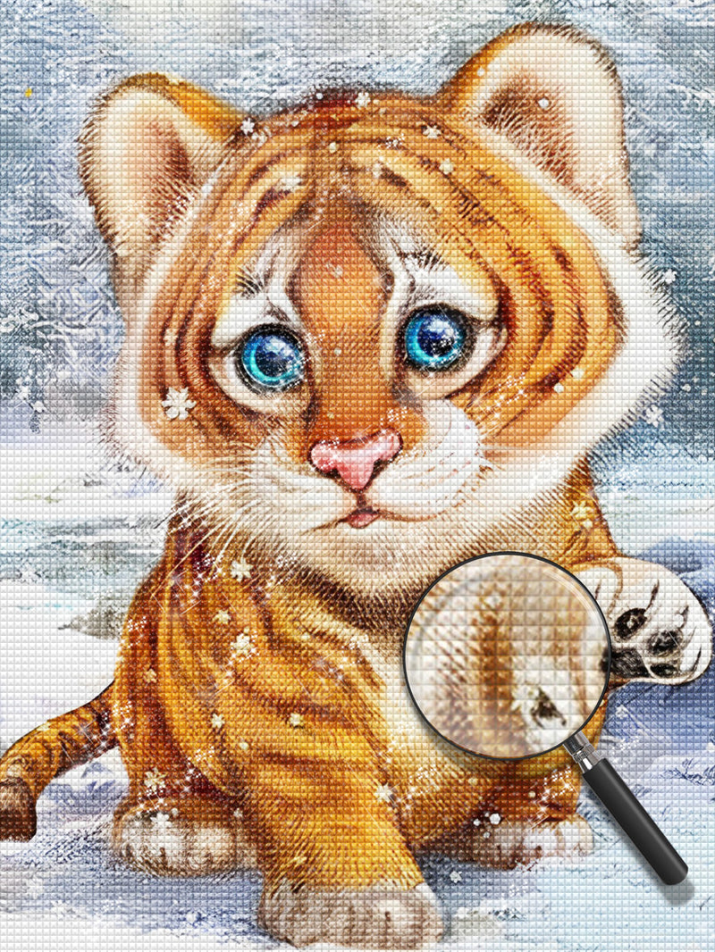 Junger Tiger im Schnee Diamond Painting