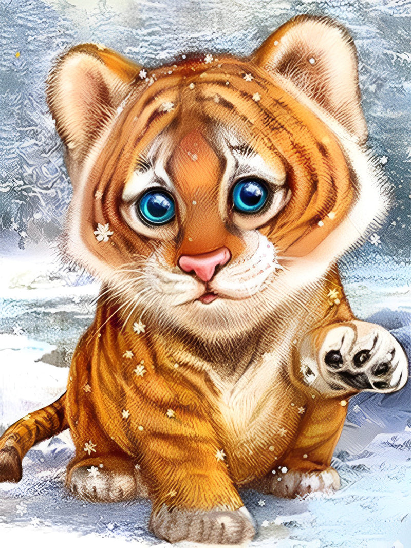 Junger Tiger im Schnee Diamond Painting