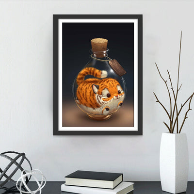 Junger Tiger in der Glasflasche Diamond Painting