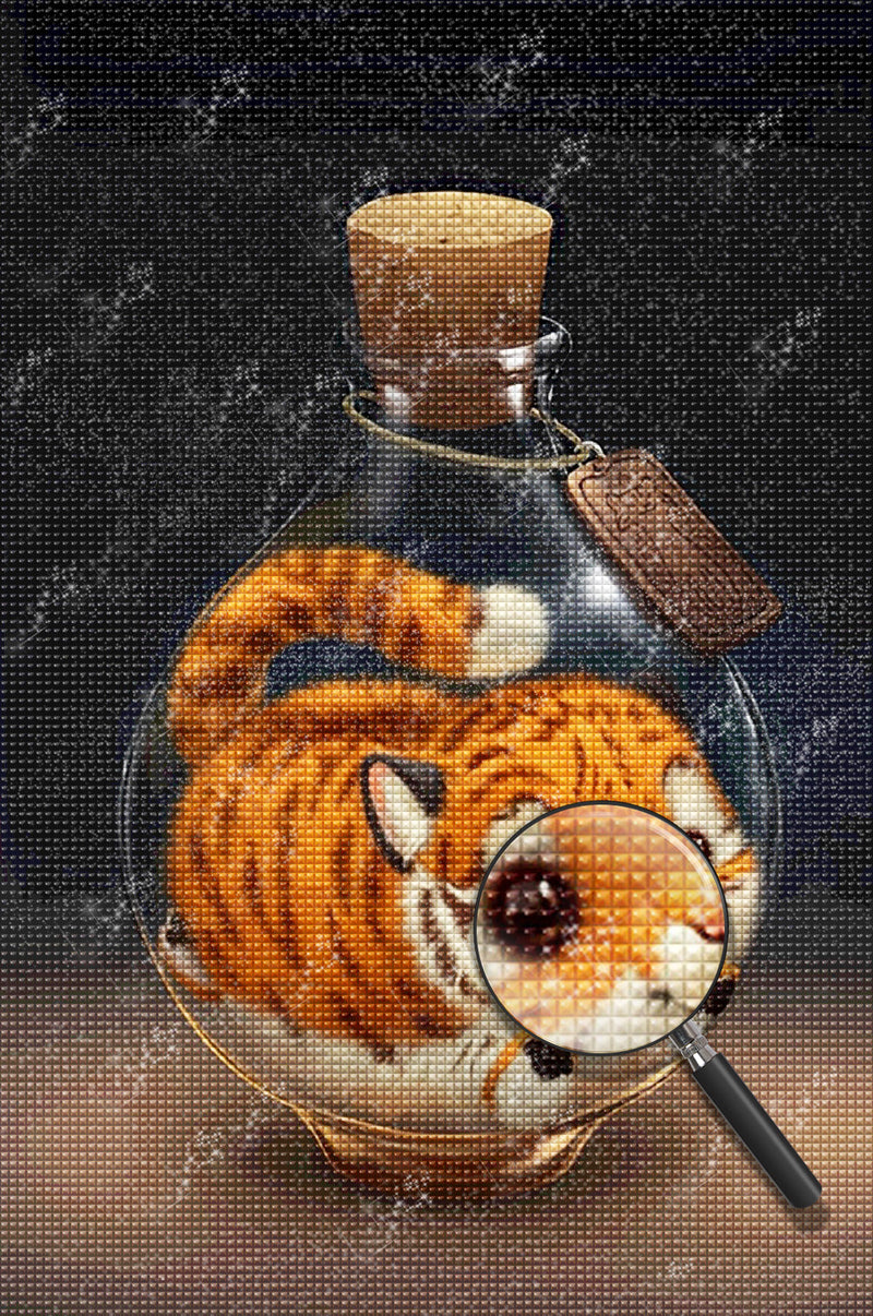 Junger Tiger in der Glasflasche Diamond Painting