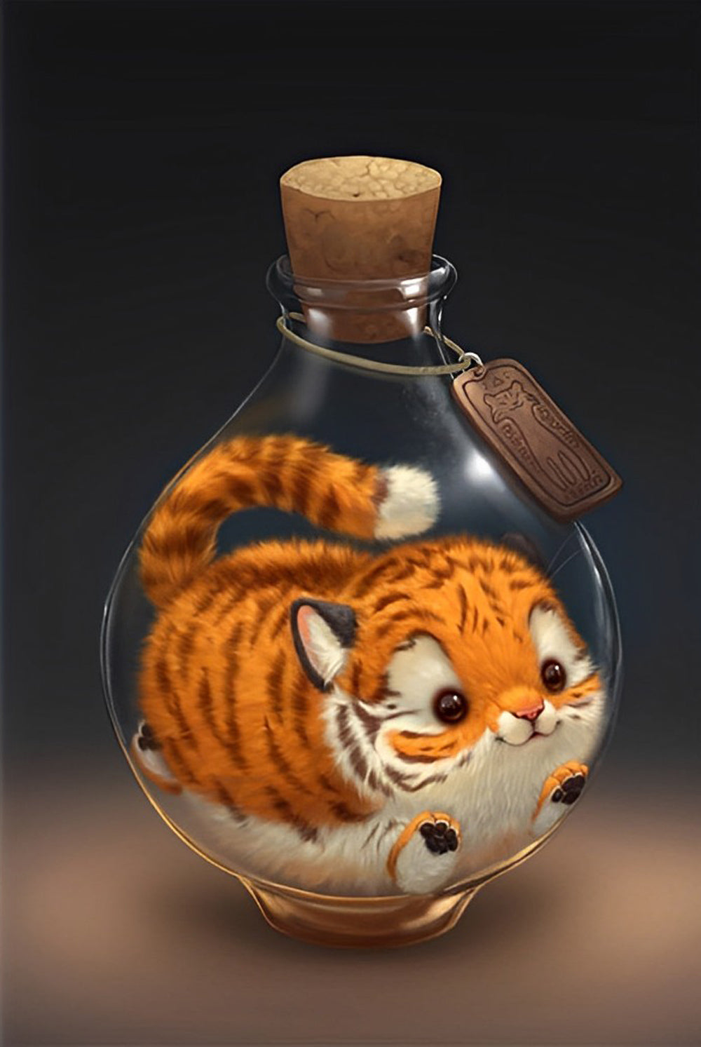 Junger Tiger in der Glasflasche Diamond Painting