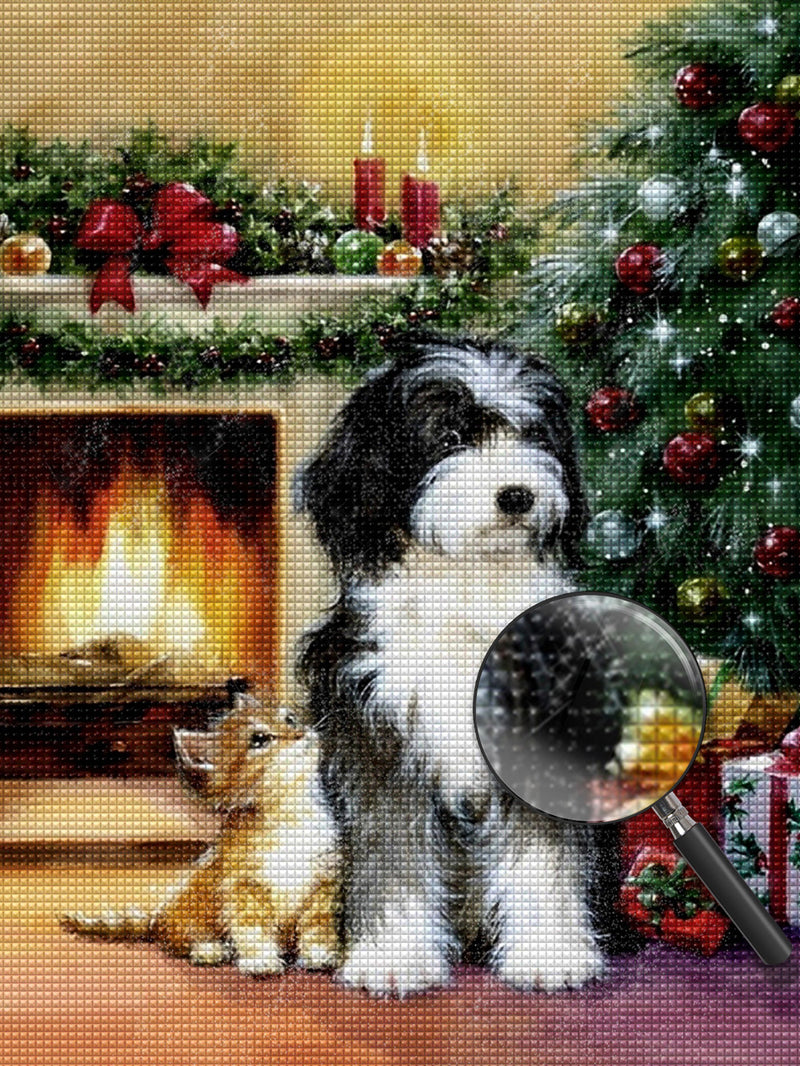 Kätzchen Hund Weihnachtsbaum Diamond Painting