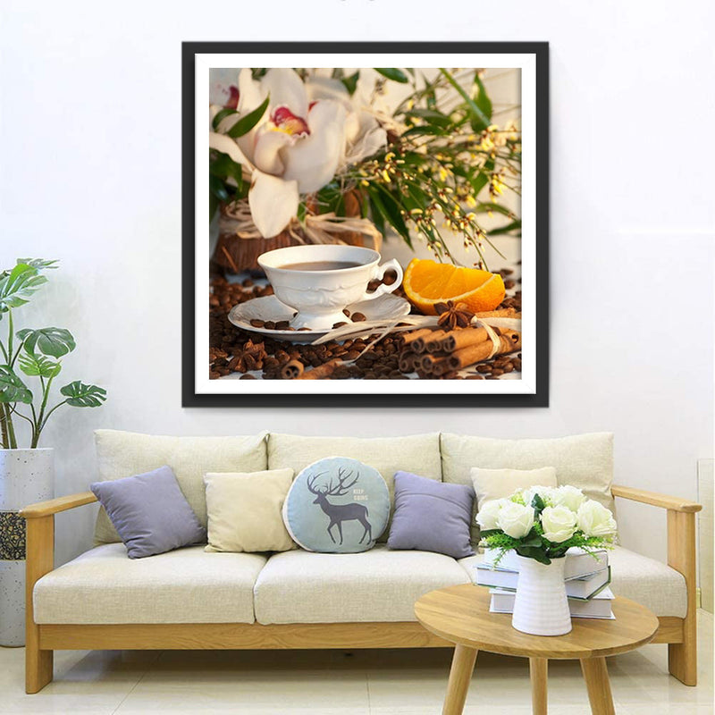 Kaffee Obst Blumen Diamond Painting