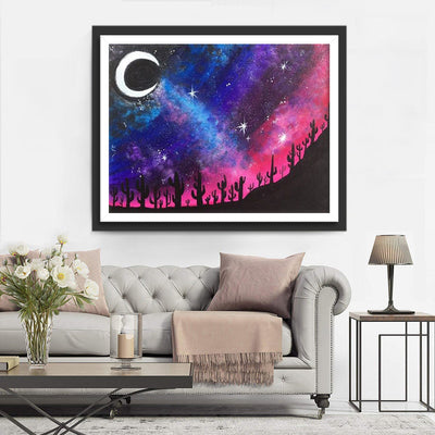 Kakteen unter dem Sternenhimmel Diamond Painting