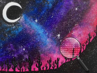 Kakteen unter dem Sternenhimmel Diamond Painting