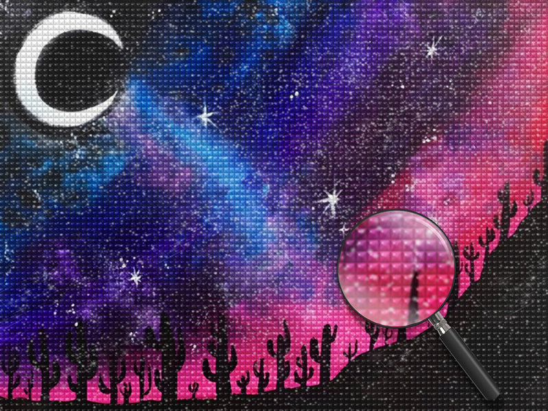 Kakteen unter dem Sternenhimmel Diamond Painting