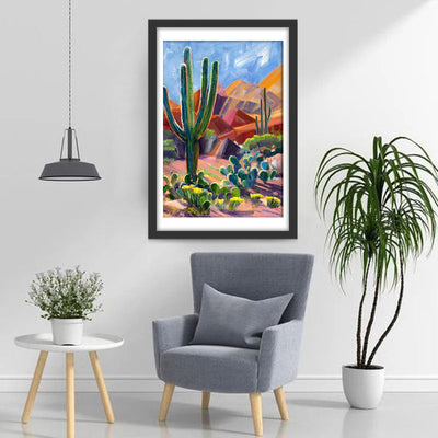 Kaktus und Berg Diamond Painting