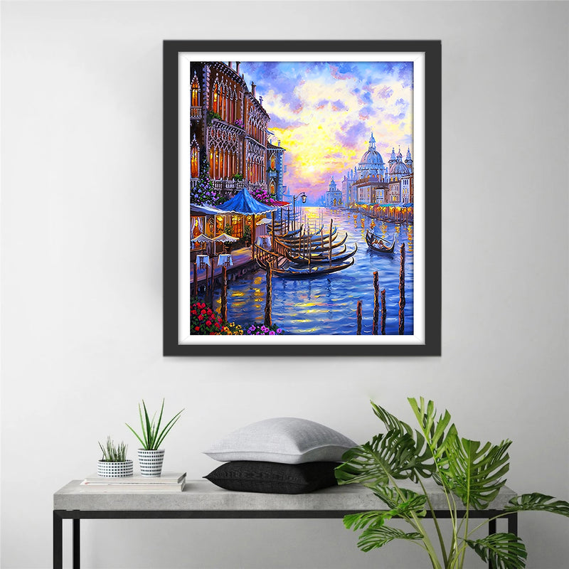 Kanal und Gebäude in Venedig Diamond Painting