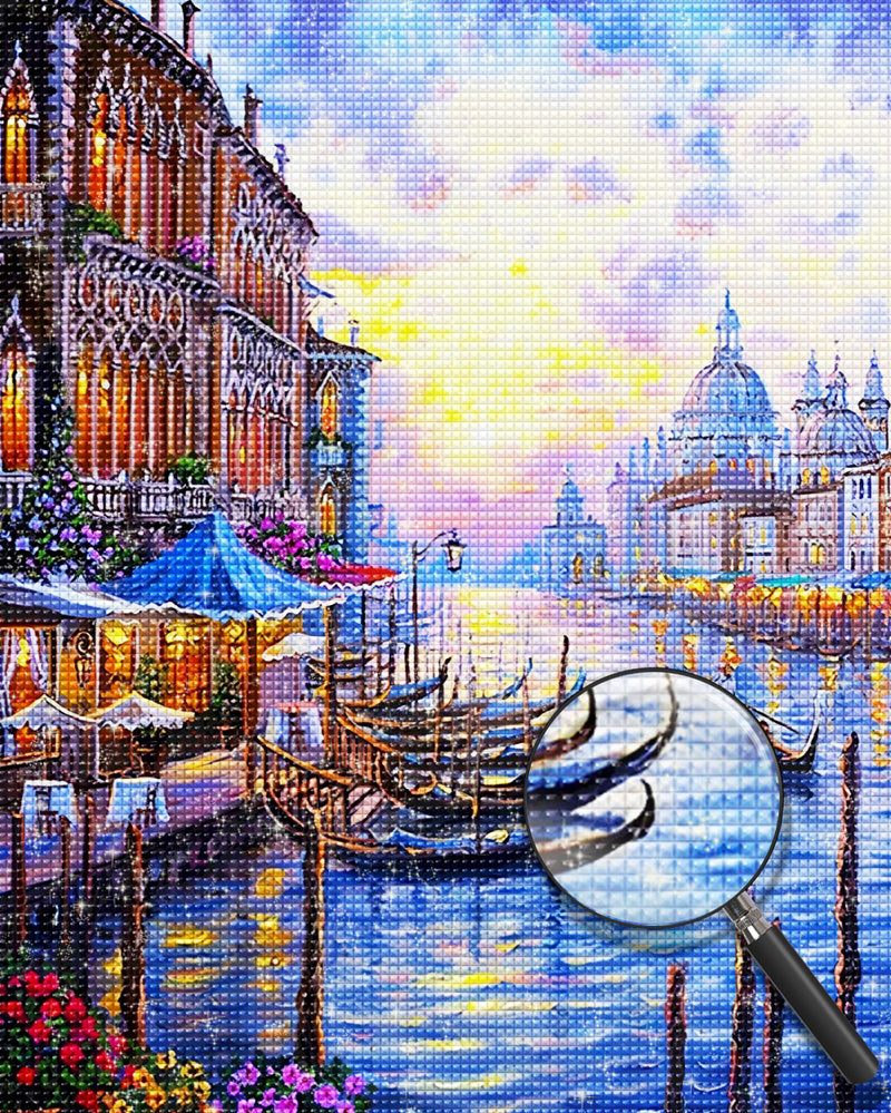 Kanal und Gebäude in Venedig Diamond Painting