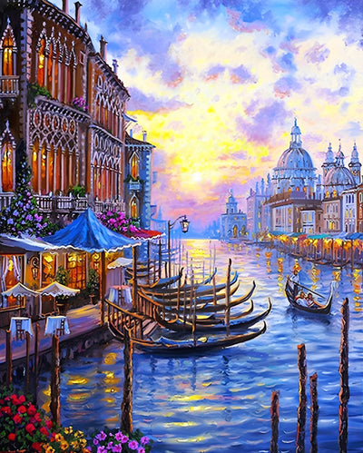 Kanal und Gebäude in Venedig Diamond Painting