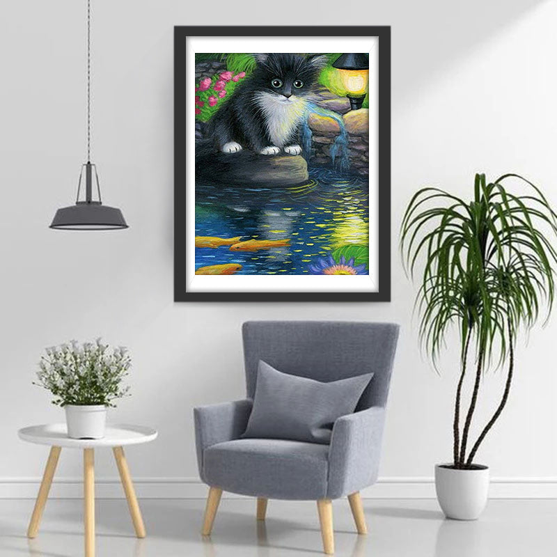 Katze am Teich Diamond Painting