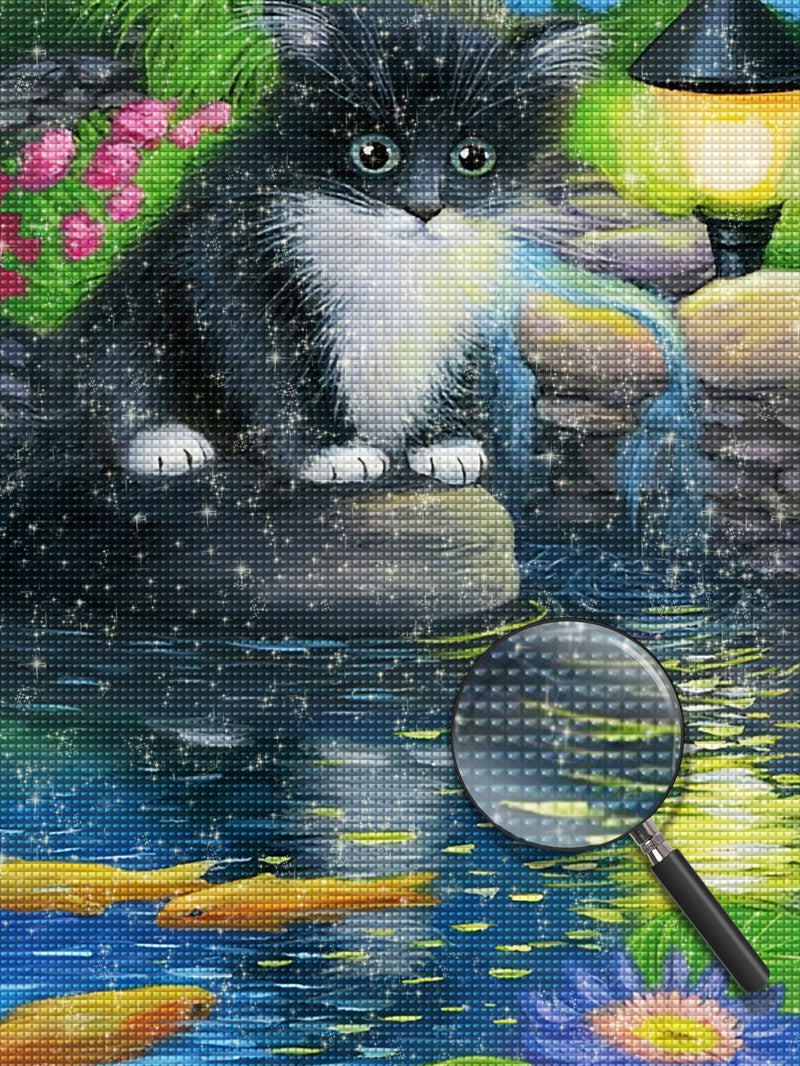 Katze am Teich Diamond Painting