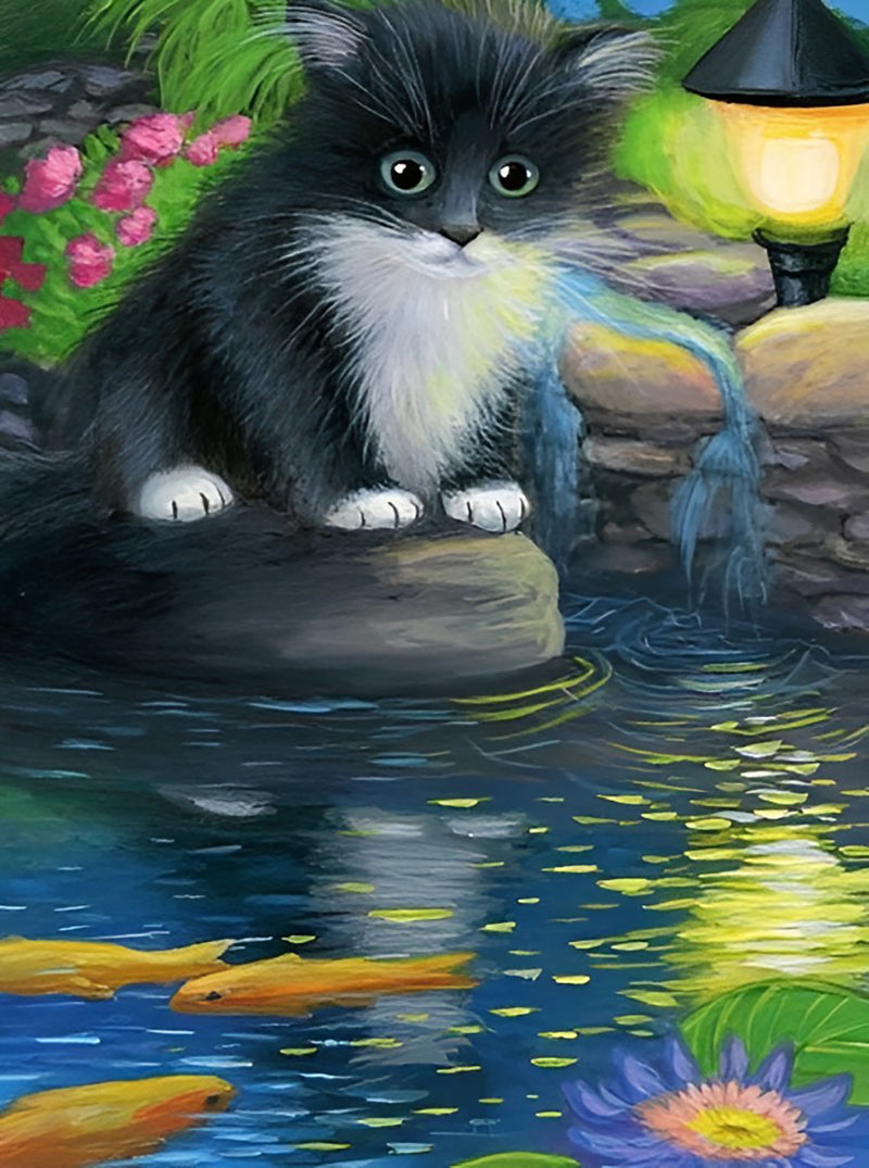 Katze am Teich Diamond Painting