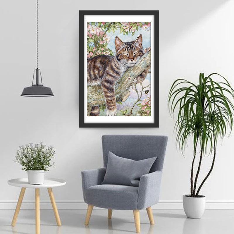 Katze auf dem Baum Diamond Painting