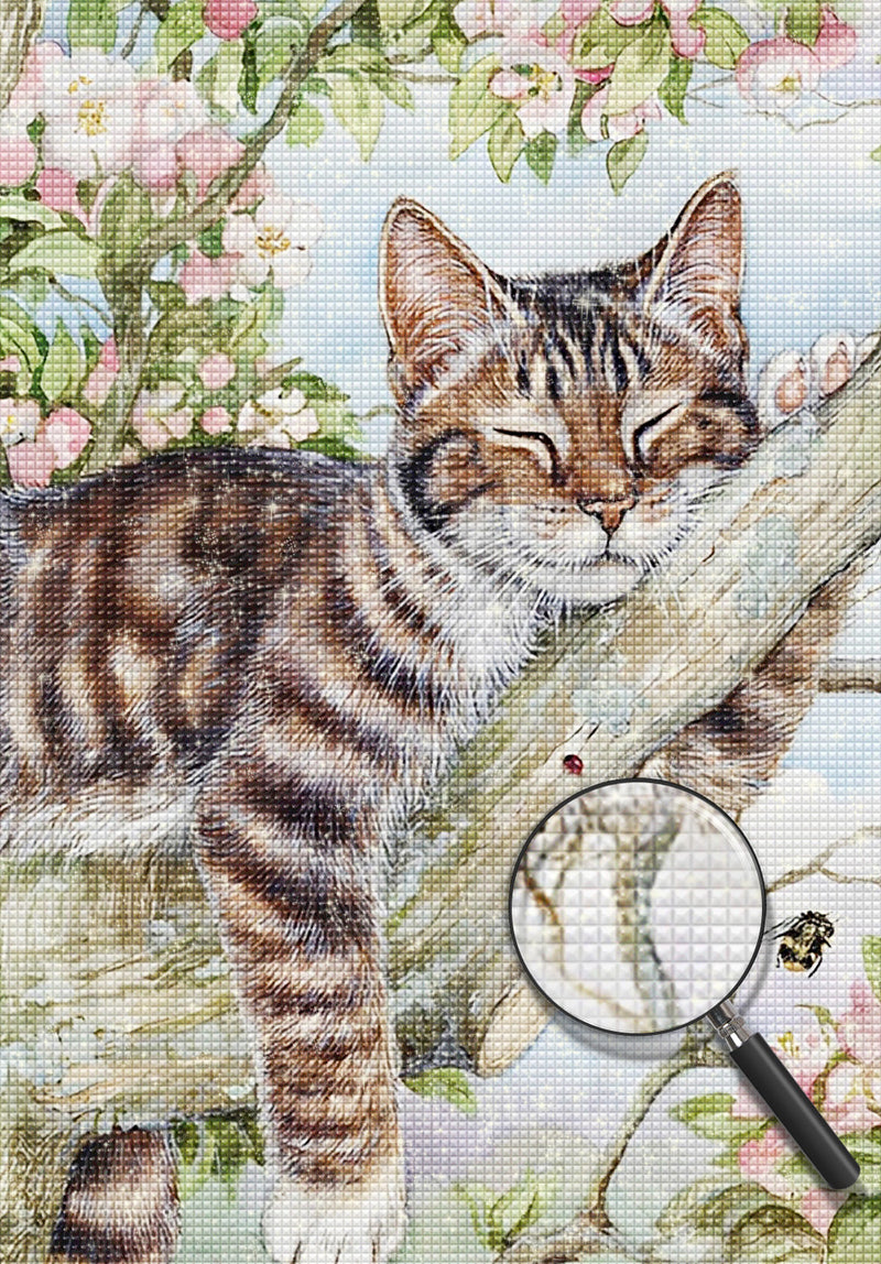 Katze auf dem Baum Diamond Painting