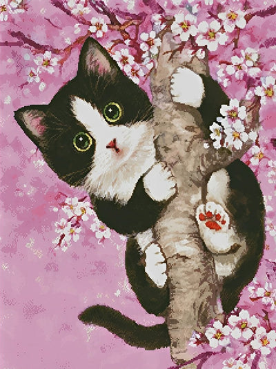 Katze auf dem Baum Diamond Painting