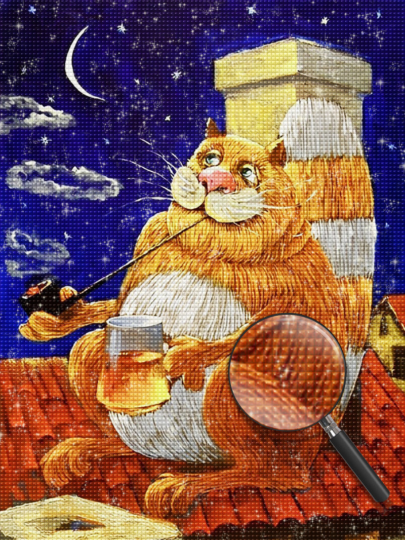 Katze auf dem Dach Diamond Painting