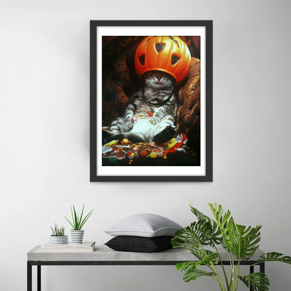 Katze Halloween Süßigkeiten Diamond Painting
