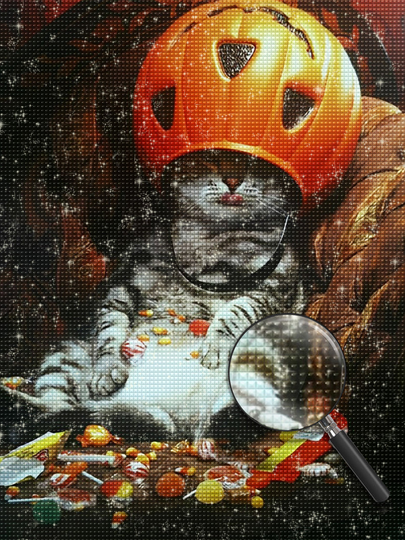 Katze Halloween Süßigkeiten Diamond Painting
