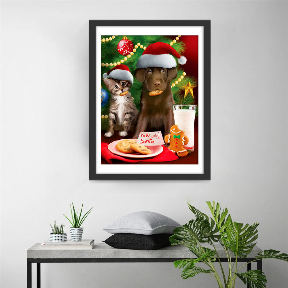 Katze Hund Weihnachtsbaum Kekse Diamond Painting