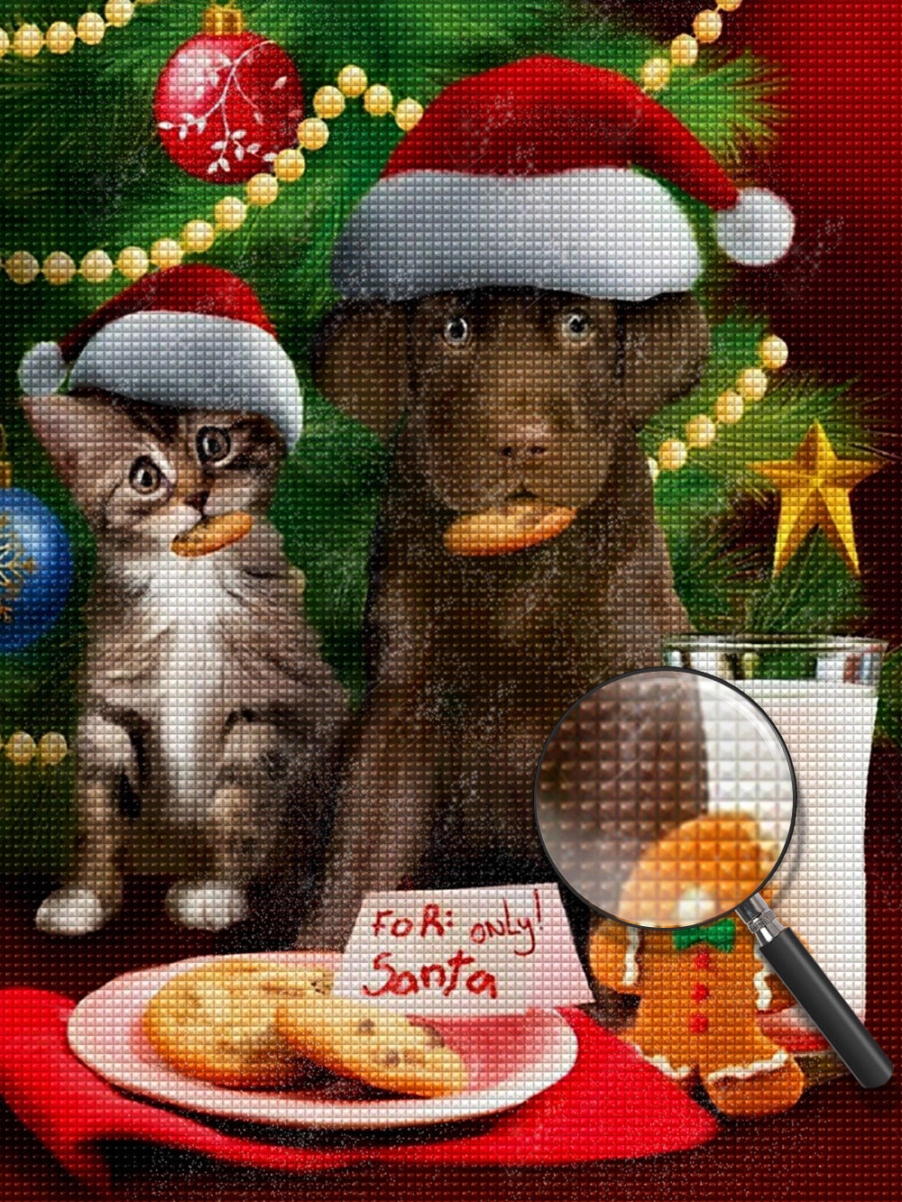 Katze Hund Weihnachtsbaum Kekse Diamond Painting