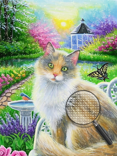 Katze im Garten Diamond Painting