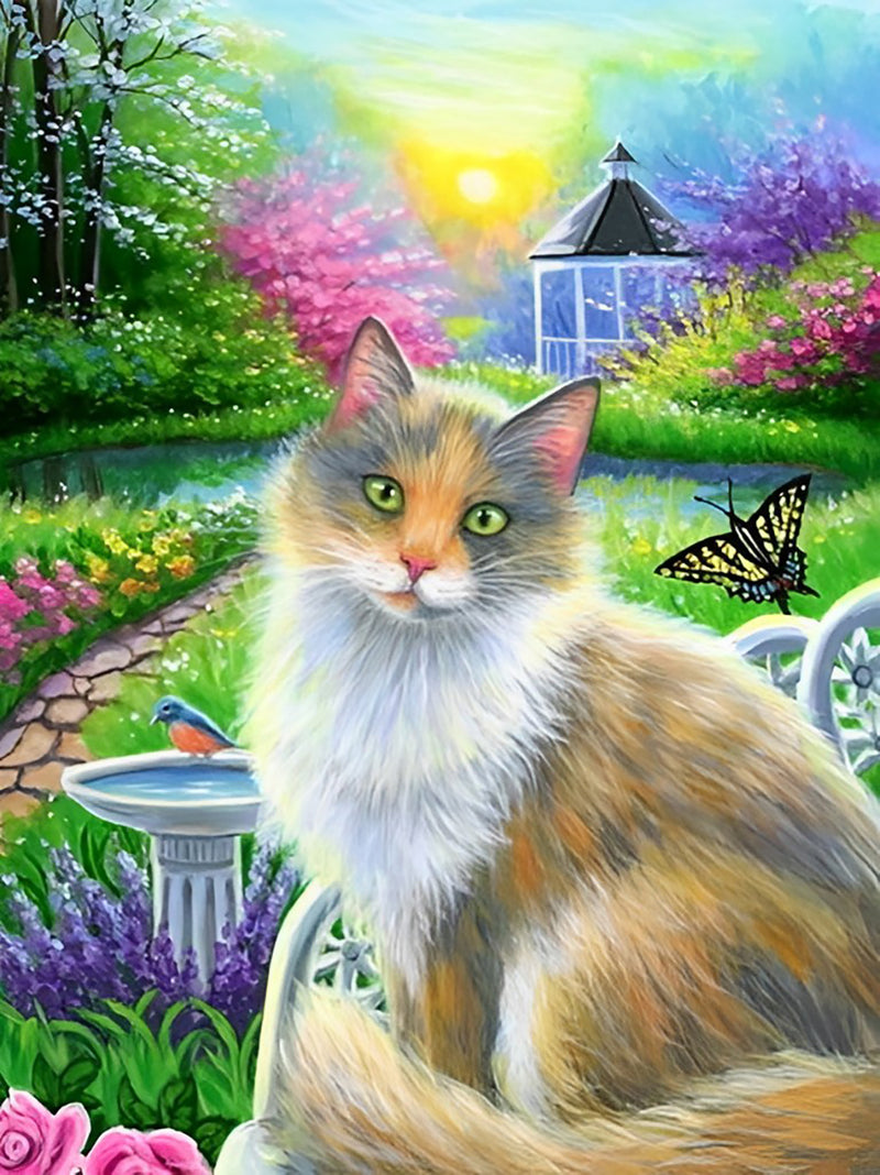 Katze im Garten Diamond Painting