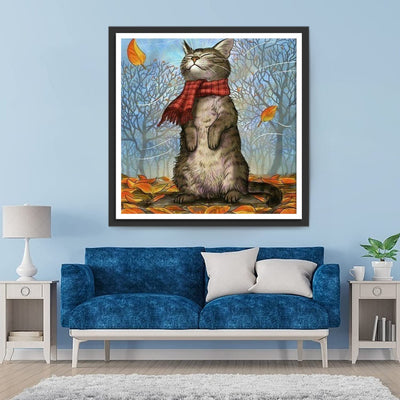 Katze im Herbst Diamond Painting