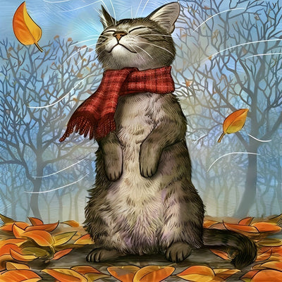 Katze im Herbst Diamond Painting