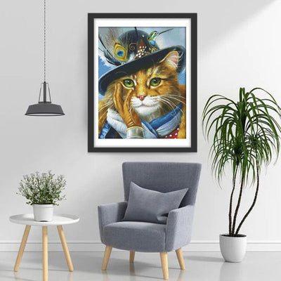 Katze im Hut Diamond Painting