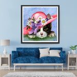 Katze im rosa Hut Diamond Painting