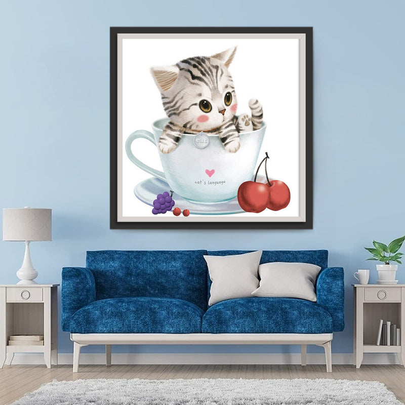 Katze in der Tasse Diamond Painting